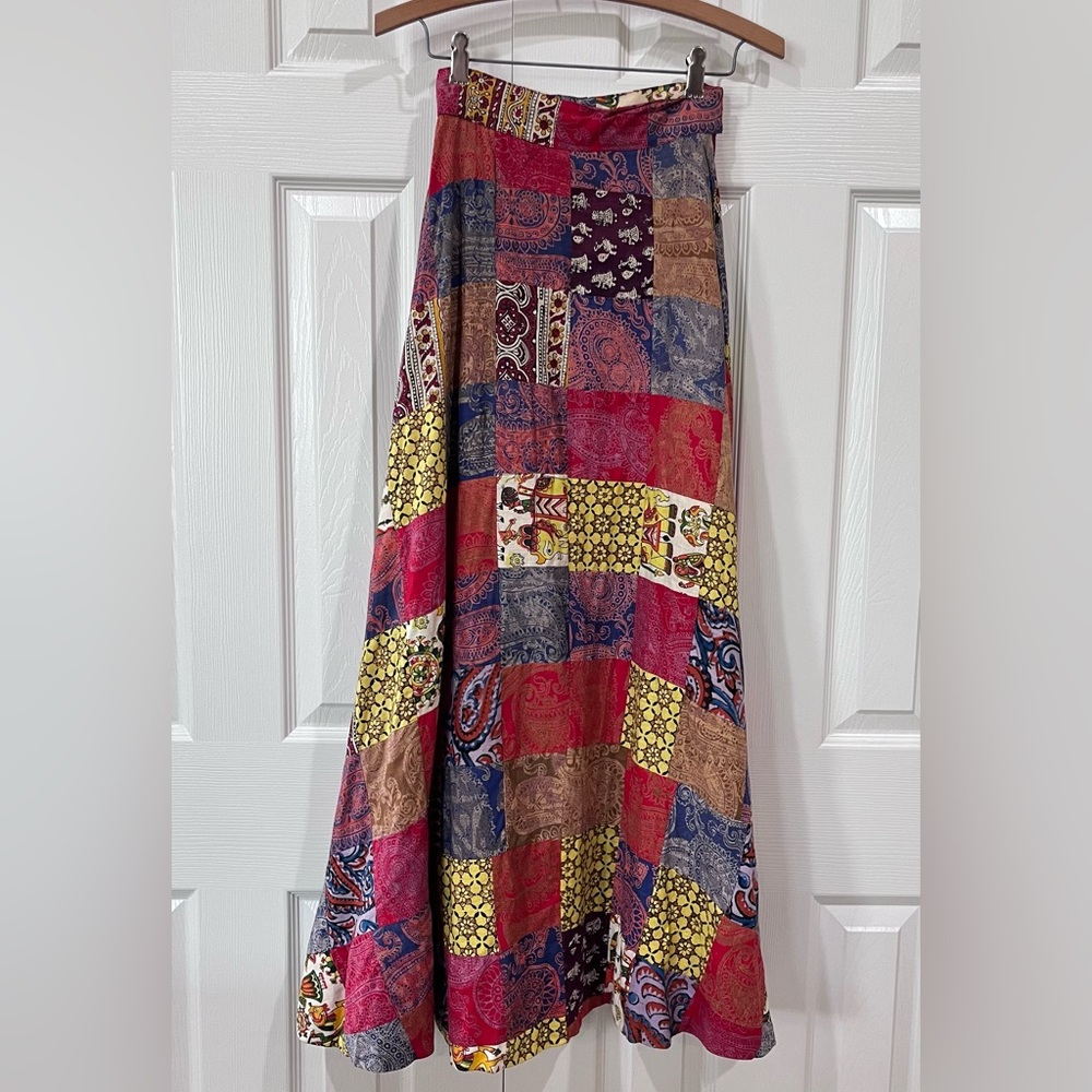 Vintage Handmade Patchwork Maxi Skirt Multicolor … - image 3
